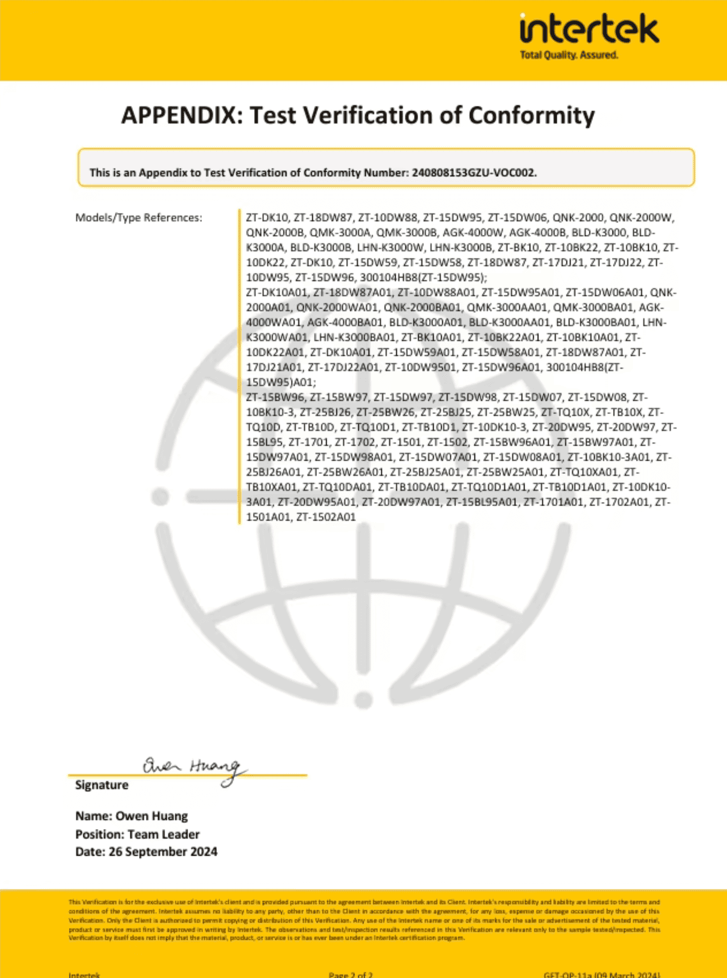 Certificación de laboratorio independiente Intertek para electrodomésticos YOLEC