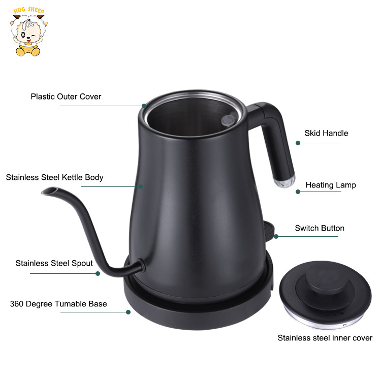 1.0L 0L Negro Hervidor de Cuello de Cisne OEM | HS-10BK10-1 - detalle del producto